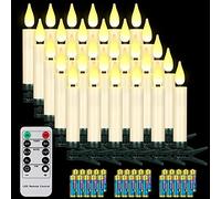 Yunsheng Pack of 30 LED Christmas Tree Candles Wireless with Remote Control Timer, Battery Operated Flameless Flickering Christmas Candles, IP64, (Includes 30 Batteries)