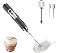 Yunshengmy Milk Frother, Handheld Foam Maker, Portable Drink Mixer with 2 Whisk Head,Easy to Clean and Perfect for Coffee Lovers, Cappuccino, Latte, Hot Chocolate and More