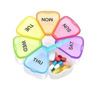 Yunshengmy Weekly Pill Box Organiser,Travel Pill Box,Pill Dispenser for Vitamins,BPA-Free Travel Pill Case for Cod Liver Oil, Supplements and Medications (Flower)