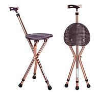 YUNSHINE Folding Cane Seat 441 lbs Capacity Thick Aluminum Alloy Cane Stool Crutch Chair Seat 3 Legs Cane Seats Highly Adjustable Walking Stick Tall Unisex for Elderly(2 Colors Optional) (Brown)