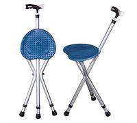 YUNSHINE Folding Cane Seat 441 lbs Capacity Thick Aluminum Alloy Cane Stool Crutch Chair Seat 3 Legs Cane Seats Highly Adjustable Walking Stick Tall Unisex for Elderly(2 Colors Optional) (Blue)