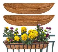 YUNSTK 2 Pcs Coco Liner Trough, 48 Inch Wall Mounted Planter Liner, Natural Coconut Fiber Hanging Basket Liners, Coco Fiber Replacement Liner for Window Box Planter, Wall Basket