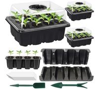 YUNSTK 3 Pcs Seed Propagators, Trays for Seedlings Reusable with Lid, 36 Cells Starter Tray Adjustable Humidity Dome and Base, Windowsill & Greenhouse Grow Plant Germination Equipment