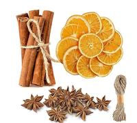 YUNSTK 60Pcs Christmas Wreath Making Supplies, Dried Orange Slices, Cinnamon Sticks, Star Anise, and Jute Twine String, Christmas Dried Fruit Floral Supplies for Christmas Tree Xmas Craft Decorations