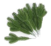 YUNSTK Artificial Pine Branches Green Leaves Needle, Faux Fir Tree Christmas Foliage, Xmas Tree Sprigs Picks, Fake Leaves Wreath Garland Making Supplies Greenery Decoration