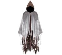 Yunsuelo Halloween Hooded Cloak Grim Reaper Cosplay Costume Medieval Renaissance Cape Gothic Wizard Cape (Coffee+White)