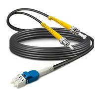 Yunsufiberpro 65ft / 20m Armored OD-5mm OS2 LC to ST Single Mode Fiber Cable, LC-ST Fiber Optic Patch Cord, Duplex 9/125um SMF Optical Jumper, Black