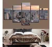 YUNTAOS Canvas Paintings Wall Art 5 Piece Canvas Prints Wall Art 5 Pieces Sunset Over Manhattan Canvas Wall Art Painting for Home Living Room Office Mordern Decoration Gift