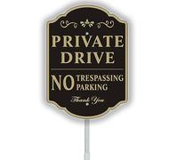 Yuntarda 9.6"x13.6" No Trespassing Sign with 28" Long Alloy Stake, 40mil Reflective Aluminum Metal Sign, Weatherproof, Easy Installation for Outdoor Use