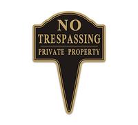 Yuntarda No Trespassing Private Property Sign, 10”x14” Yard Sign with Integrated Stake Rust-free Aluminum Metal Sign Waterproof for Outdoor Use