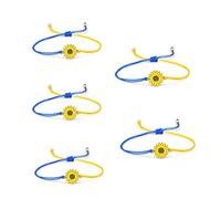 Yuntian 5 Pcs Peace Sunflower Bracelets Ukraine Bracelet Adjustable Cord Bracelet Friendship Alloy Bracelet for Men Women