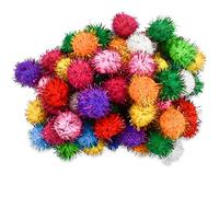 yuntop 70 Pack Assorted Color Sparkle Balls Glitter Tinsel Ball Cat Sparkle Balls Toys Interactive Cats Pom Poms Ball for Kittens Cat's Favorite Toy