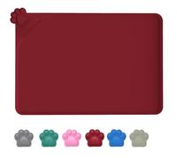 Yuntrav Dog Feeding Mat, Cat Feeding Mat, Non-Slip Pet Bowl Mat, Pet Feeding Mat, Non-Slip Pet Mat in Various Colours, Approx. 55 cm x 38 cm, Red, 55 x 38 cm