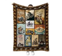 YunTu Motorcycle Blanket Super Soft Sherpa Throw Blankets for Bed Sofa and Couch Cool Motorcycle Gifts for Men and Women Fluffy Warm Blankets 60'' x 80''