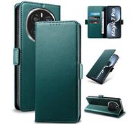 Yunubeyii Wallet Flip Case for Honor Magic 7 Pro - [RFID Blocking] Luxury PU Leather Card Holder Magnetic Phone Cover with Kickstand,Shockproof Protective Case,Green