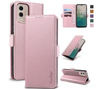 Yunubeyii Wallet Flip Case for Nokia C32 - [RFID Blocking] Luxury PU Leather Card Holder Magnetic Phone Cover with Kickstand,Shockproof Protective Case,Pink