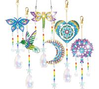 YUNVI 6 Pcs Diamonds Paintings Suncatcher, Double Sided 3D Diamonds Paintings Wind Chime Paint by Number, Diamonds Paintings Hanging Ornaments for Adults Kids Home Garden