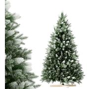 Yunvin 1.5m/5ft Artificial Christmas Tree PE&PVC Snowy Bushy Branches | Artificial Xmas Tree Realistic Snow Flocked Tips with Sturdy Wooden Base for Indoor and Outdoor Xmas Decorations