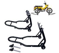 Yunvin 2pcs Motorcycle Front and Rear Paddock Stand with Wheels Black | Universal Motorbike Repair Rear Stand Adjustable Width Heavy Duty Swingarm Spool Stand for Maintenance and Assembly