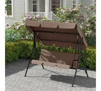 Yunvin 3 Seater Garden Swing Chair, Patio Rocking Bench with Adjustable Sun Canopy and Cushion, Steel Frame Porch Swing Chair for Patio, Backyard, Terrace, 193 cm, Dark brown