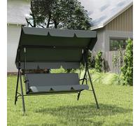 Yunvin 3 Seater Garden Swing Chair, Patio Rocking Bench with Adjustable Sun Canopy and Cushion, Steel Frame Porch Swing Chair for Patio, Backyard, Terrace, 176 cm, Anthracite