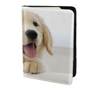YUNWEIKEJI A Golden Retriever, Passport Holder PU Leather Travel Wallet Passport Case Passport Covers 5.5 in