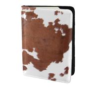 YUNWEIKEJI Animal Brown Cowhide Print Cow, Passport Holder PU Leather Travel Wallet Passport Case Passport Covers 5.5 in