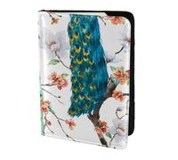 YUNWEIKEJI Beautiful Peacock Flowers Print, Passport Holder PU Leather Travel Wallet Passport Case Passport Covers 5.5 in