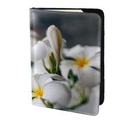 YUNWEIKEJI Beautiful White Frangipani Wake Plumeria Flowers, Passport Holder PU Leather Travel Wallet Passport Case Passport Covers 5.5 in