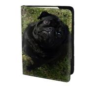 YUNWEIKEJI Black and White Pug Dog, Passport Holder PU Leather Travel Wallet Passport Case Passport Covers 5.5 in