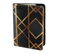 YUNWEIKEJI Black Gold Geometric, Passport Holder PU Leather Travel Wallet Passport Case Passport Covers 5.5 in
