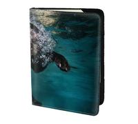 YUNWEIKEJI Black Labrador Retriever Dog Swimming, Passport Holder PU Leather Travel Wallet Passport Case Passport Covers 5.5 in