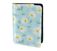 YUNWEIKEJI Blue and White Dainty Floral Daisy, Passport Holder PU Leather Travel Wallet Passport Case Passport Covers 5.5 in