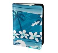 YUNWEIKEJI Blue Tropical Surfing with Palm Trees, Passport Holder PU Leather Travel Wallet Passport Case Passport Covers 5.5 in