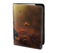 YUNWEIKEJI Boston Terrier Autumn Bokeh Dogs Dogs, Passport Holder PU Leather Travel Wallet Passport Case Passport Covers 5.5 in