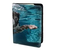 YUNWEIKEJI Boston Terrier Underwater Dog, Passport Holder PU Leather Travel Wallet Passport Case Passport Covers 5.5 in