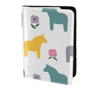 YUNWEIKEJI Cartoon Horse and Flower Pattern, Passport Holder PU Leather Travel Wallet Passport Case Passport Covers 5.5 in