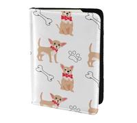 YUNWEIKEJI Chihuahua Cute Dogs and Bowl, Passport Holder PU Leather Travel Wallet Passport Case Passport Covers 5.5 in