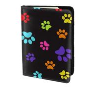 YUNWEIKEJI Colorful Dog Cat Paw Print, Passport Holder PU Leather Travel Wallet Passport Case Passport Covers 5.5 in
