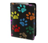 YUNWEIKEJI Colorful Dog Paw Rainbow Cute Pet Animal, Passport Holder PU Leather Travel Wallet Passport Case Passport Covers 5.5 in