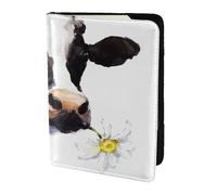 YUNWEIKEJI Cow with A Daisy Flower, Passport Holder PU Leather Travel Wallet Passport Case Passport Covers 5.5 in