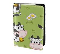 YUNWEIKEJI Cute Animal Cow Green, Passport Holder PU Leather Travel Wallet Passport Case Passport Covers 5.5 in