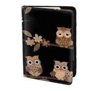 YUNWEIKEJI Cute Brown Cartoon Owls, Passport Holder PU Leather Travel Wallet Passport Case Passport Covers 5.5 in