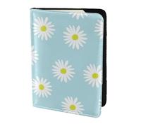 YUNWEIKEJI Cute Daisy Flower Florals Blue, Passport Holder PU Leather Travel Wallet Passport Case Passport Covers 5.5 in