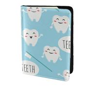 YUNWEIKEJI Cute Dentist Dental Hygienist Print Blue, Passport Holder PU Leather Travel Wallet Passport Case Passport Covers 5.5 in