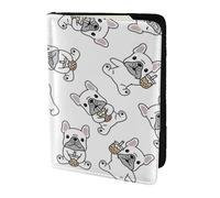 YUNWEIKEJI Cute French Bulldog Pattern, Passport Holder PU Leather Travel Wallet Passport Case Passport Covers 5.5 in