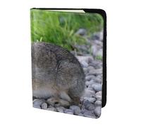 YUNWEIKEJI Cute Grey Hare Rabbit, Passport Holder PU Leather Travel Wallet Passport Case Passport Covers 5.5 in