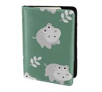 YUNWEIKEJI Cute Hippo, Passport Holder PU Leather Travel Wallet Passport Case Passport Covers 5.5 in