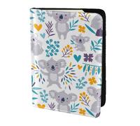 YUNWEIKEJI Cute Koala Bears and Floral, Passport Holder PU Leather Travel Wallet Passport Case Passport Covers 5.5 in