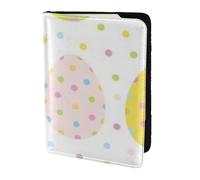 YUNWEIKEJI Easter with Cute Eggs Polka Dots, Passport Holder PU Leather Travel Wallet Passport Case Passport Covers 5.5 in
